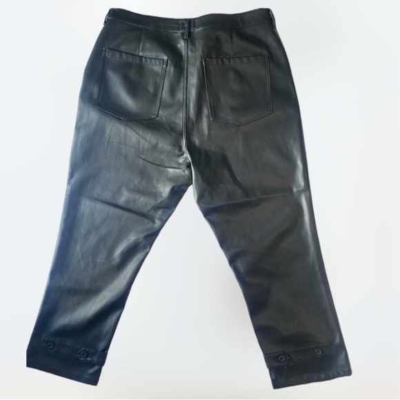 Pistola sz 18W Black Faux Leather Straight Leg High Waist Cropped Pants - Picture 2 of 12